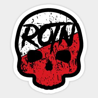 Rotn Red & White Skull Sticker